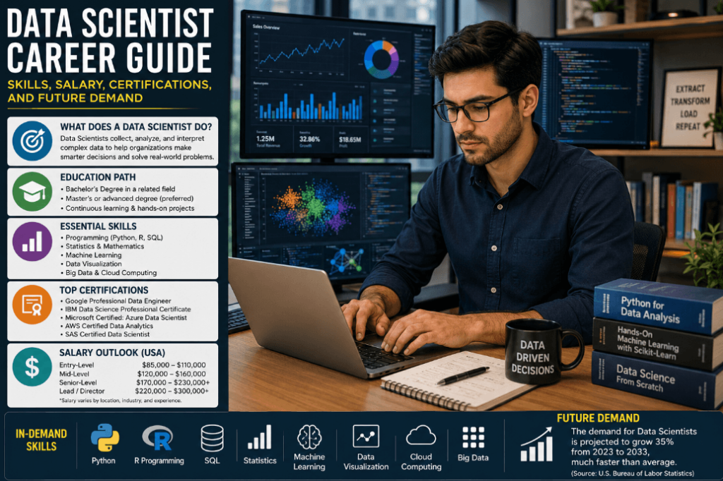 Data Scientist Career Guide: Skills, Salary, Certifications, and Future Demand